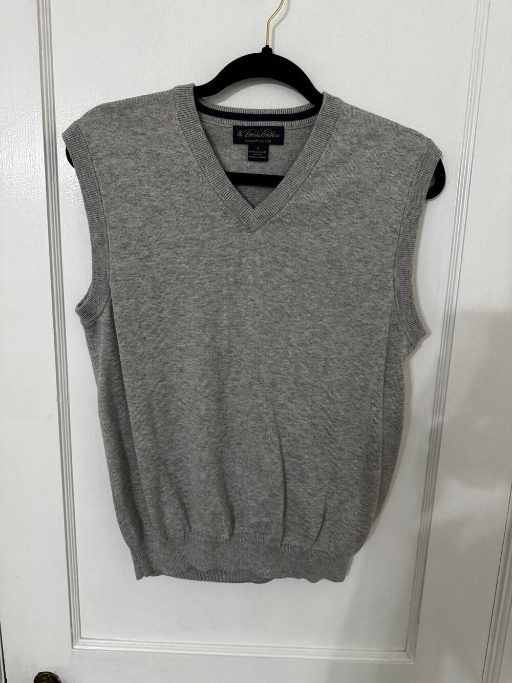 Brooks Brothers Gray 100% Supima Cotton V-Neck Sweater Vest